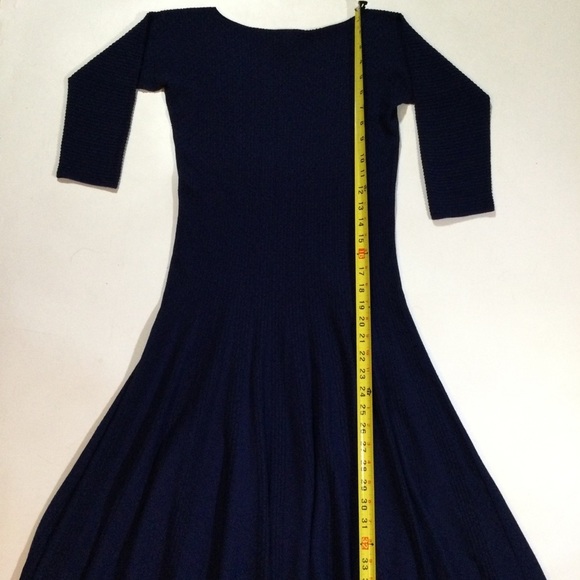Emporio Armani Women's Size US Medium EU 42 Pleated Knit Career Dress Navy Blue - Picture 11 of 13